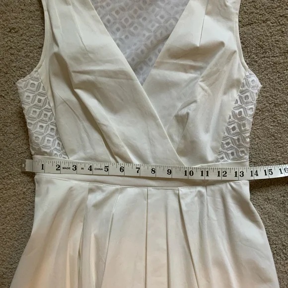 Anthropologie Colette Dinnigan White Pleated Trellis Dress Pockets Midi Size 2 - Picture 10 of 11